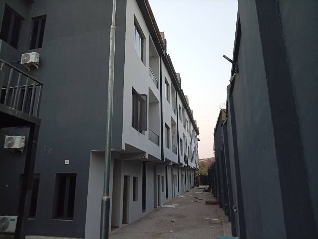 Completed row of premium Andrews Terraces residences in Guzape, Abuja